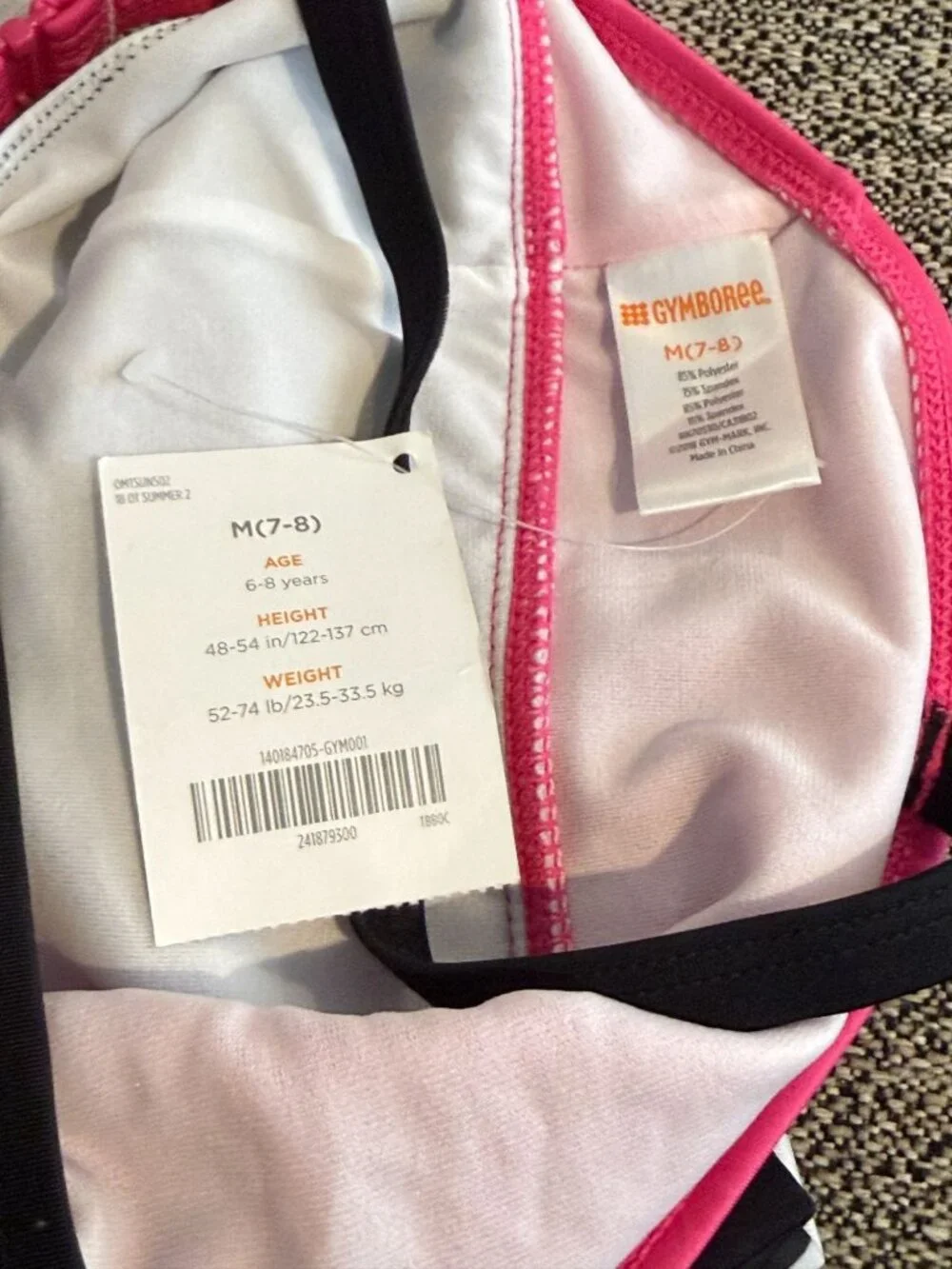 Gymboree Girls 7-8 Pink Striped Bow One Piece Swimsuit NWT